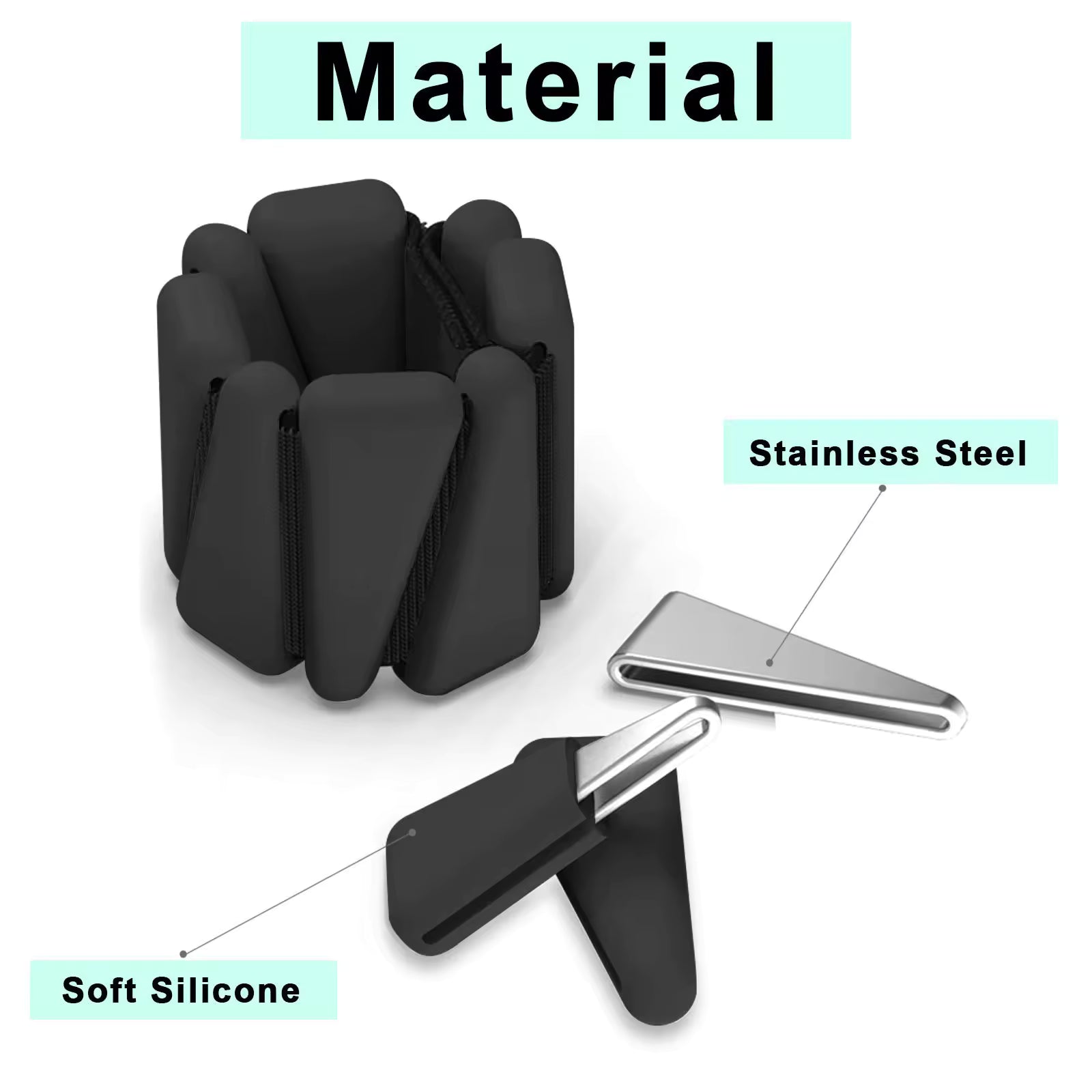 Black wrist and ankle weights with adjustable straps on a white background