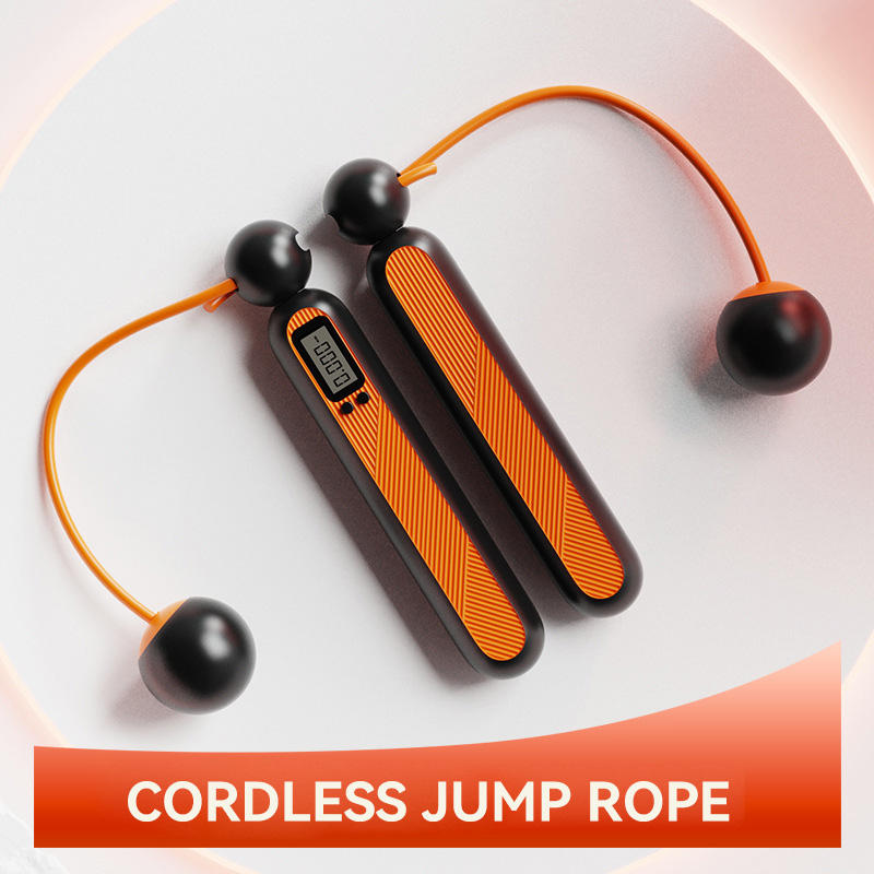 Cordless jump rope with digital display on a white background