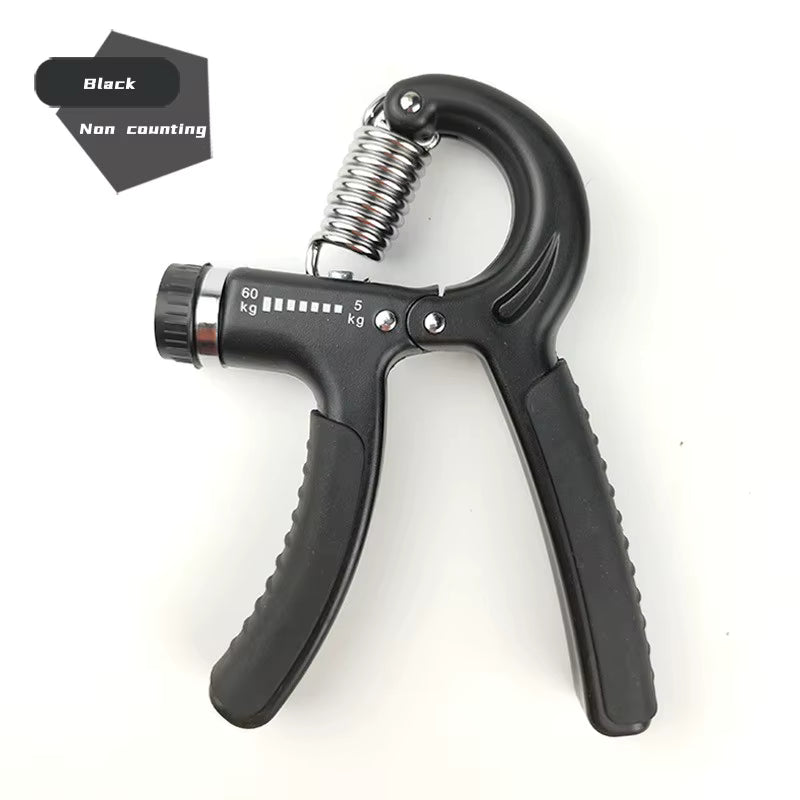 Black hand grip strengthener on a white background