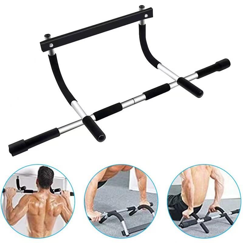 Gym pull-up bar with additional handles on a white background